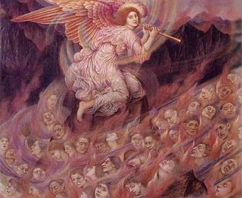 Evelyn De Morgan : An Angel Piping to the Souls in Hell